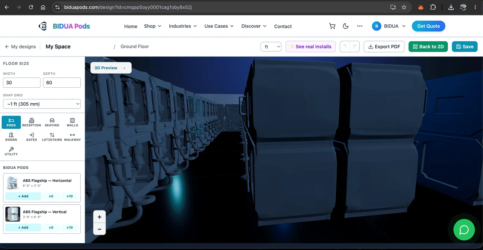 BIDUA 3D space planner — example layout 4