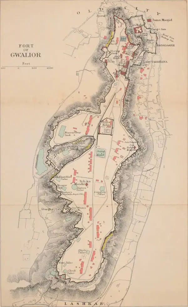 Gwalior Fort plan, 1911, Gwalior